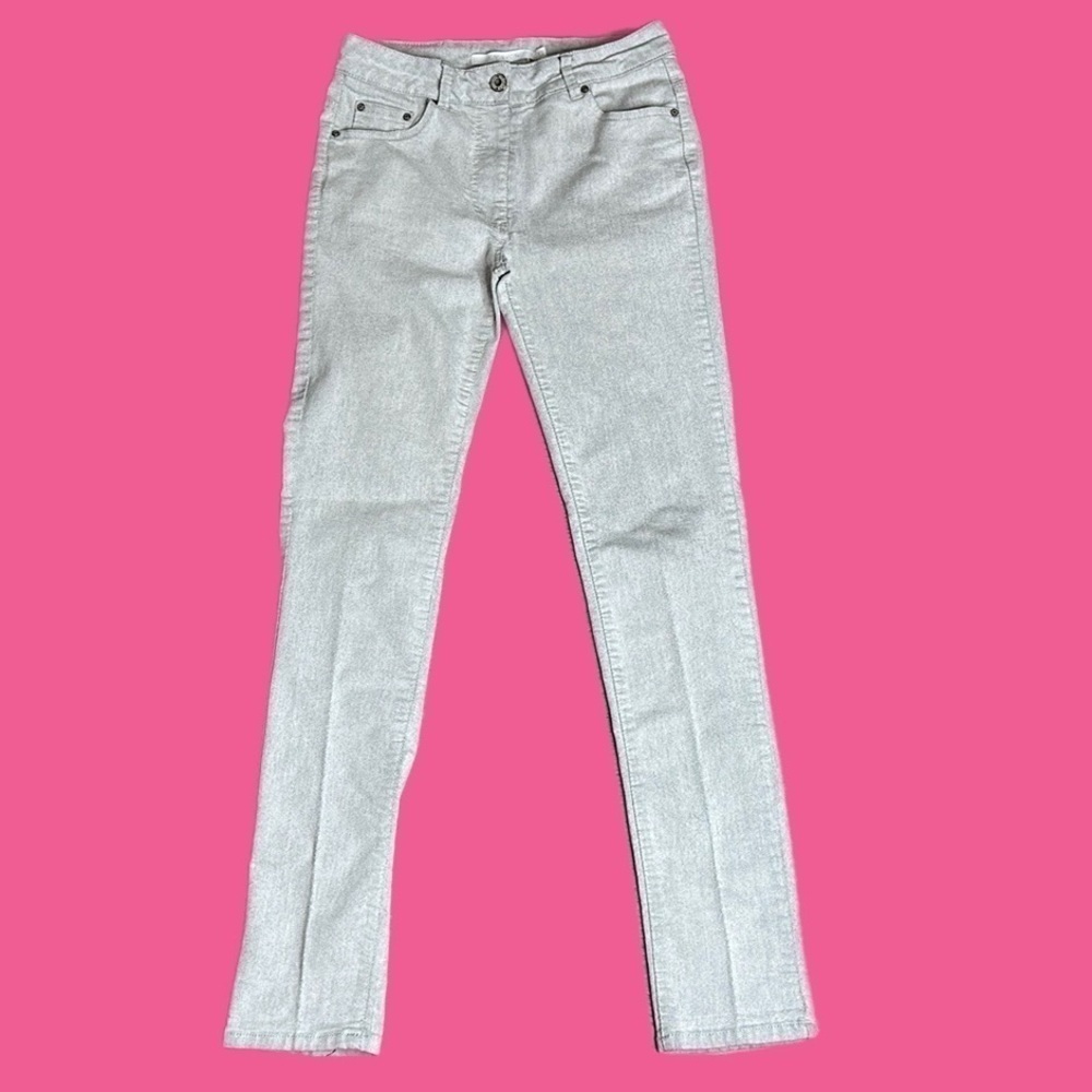 Lauren Vidal Women’s Jenny Mid-Rise Skinny Jeans Gray/White Sz XS